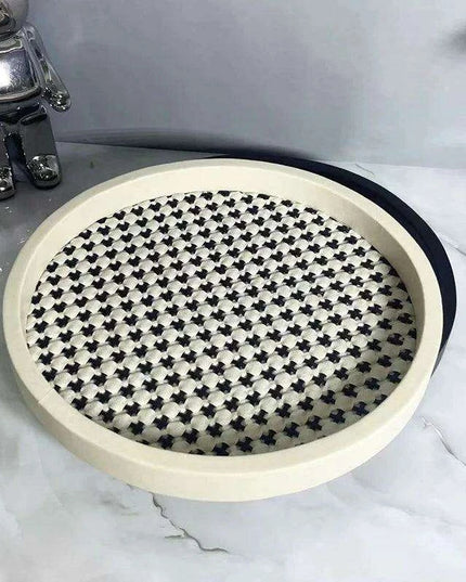 Elegant Velvet Leather Round Storage Tray: Chic Organizer for Jewelry and Cosmetics