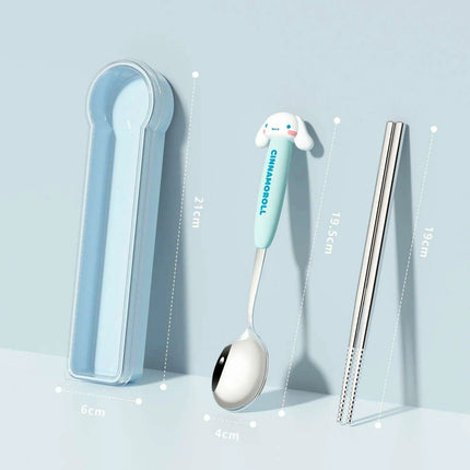 Whimsical Hello Kitty and Cinnamoroll Stainless Steel Kids' Dining Set