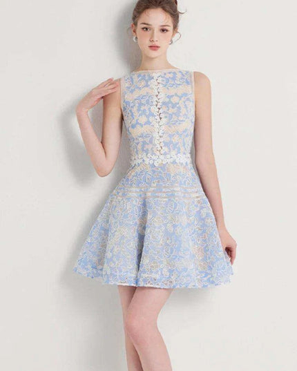 Sleeveless Lace Mini Dress with Hollow Out Embroidery for Women's Summer Events 2024