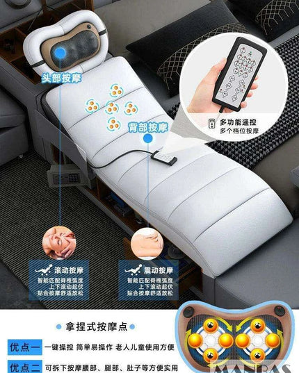 Elegant Tech-Enhanced King-Size Leather Bed with Massage and Multimedia Features