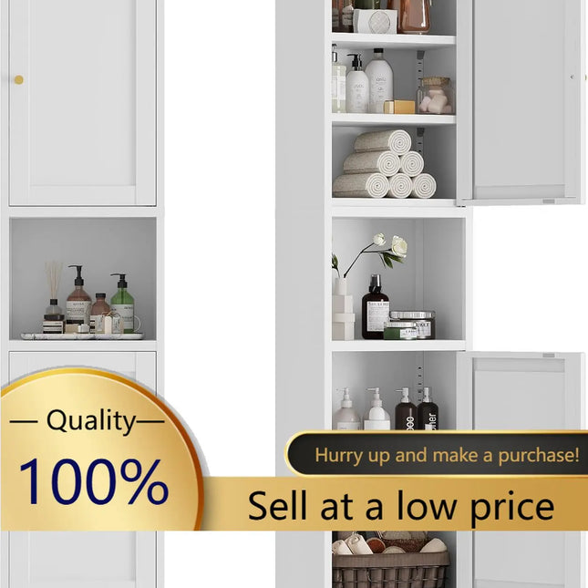 Timbliss 67" Tall White Bathroom Storage Cabinet | 6-Tier with Adjusta