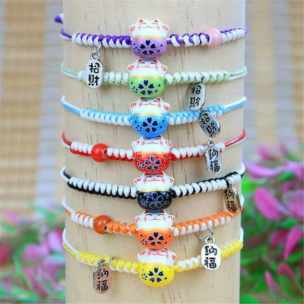 Charming Kawaii Cat Couple Love Bracelet – Adorable Braided Accessory from Japan