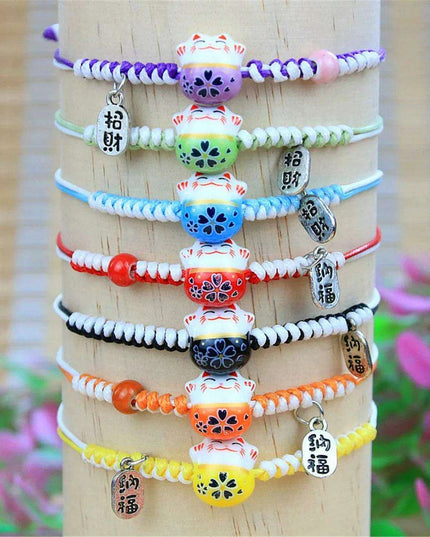 Charming Kawaii Cat Couple Love Bracelet – Adorable Braided Accessory from Japan