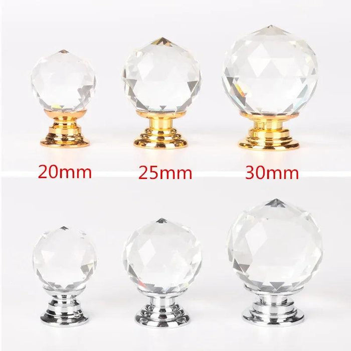 Elegant Crystal Sphere Cabinet Knobs - Chic Drawer Pulls Available in Various Sizes