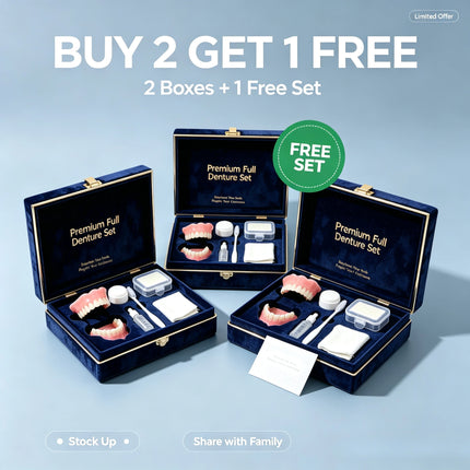 Silicone Full Mouth Denture Kit Natural Upper Lower Fake Teeth Comfort Fit With Gift Box & Complete Dental Care Cleaning Set silicone-full-mouth-denture-kit-natural-upper-lower-fake-teeth-comfort-fit-with-gift-box-complete-dental-care-cleaning-set