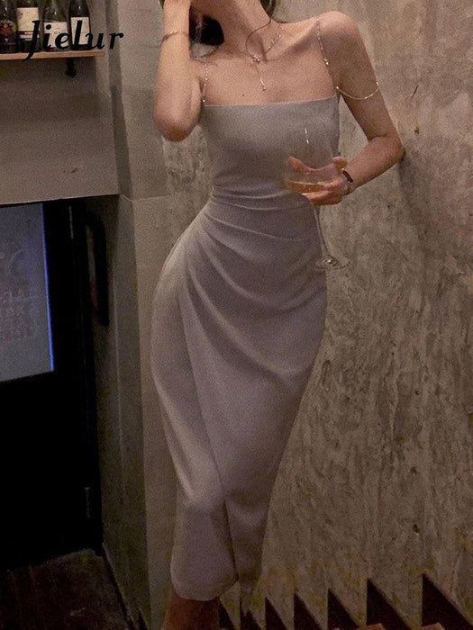 Stylish Spaghetti Strap Midi Dress for Women - Chic Evening Wear for Celebrations and Events