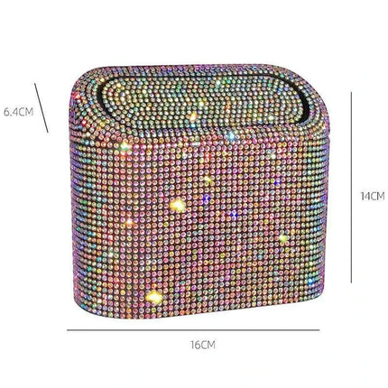 Rhinestone Elegance Car Trash Bin - Chic Auto Waste Container