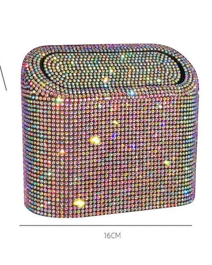 Rhinestone Elegance Car Trash Bin - Chic Auto Waste Container