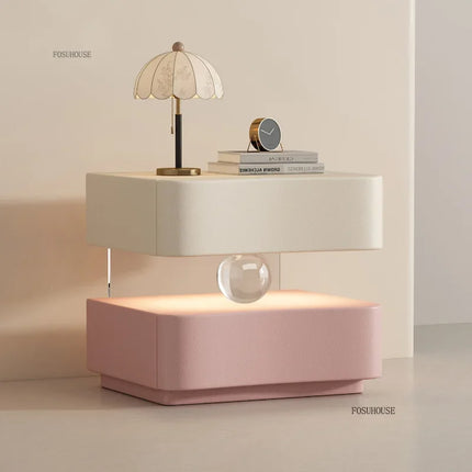 Italian Creative Design Luxury Bedside Table Solid Wood Cream Suspended Night Stand Modern Bedroom Furniture High End Cabinet italian-creative-design-luxury-bedside-table-solid-wood-cream-suspended-night-stand-modern-bedroom-furniture-high-end-cabinet