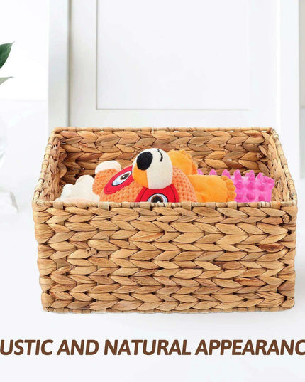 Stylish Natural Straw Storage Basket - Multi-Purpose Organizer for Toys, Snacks, and Home Essentials