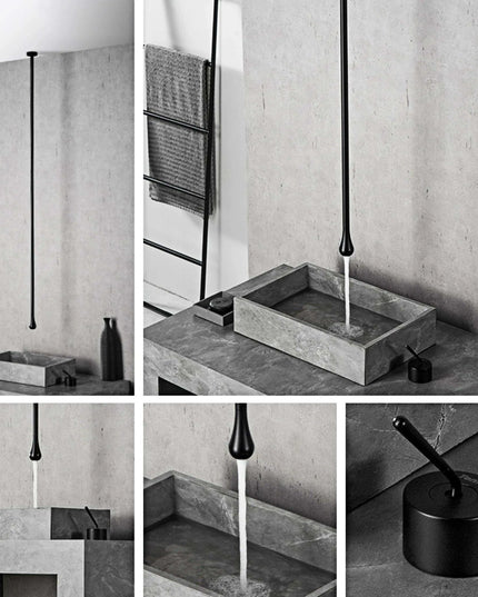 Sleek Black Brass Luxury Bathroom Faucet Set with Single Handle and Dual-Hole Versatility