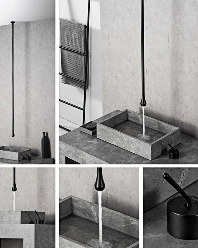 Sleek Black Brass Luxury Bathroom Faucet Set with Single Handle and Dual-Hole Versatility