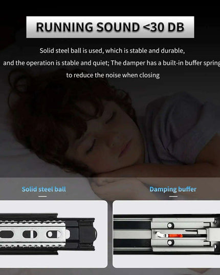 24" Premium Galvanized Steel Push-to-Open Drawer Slides - Heavy-Duty Pair for Cabinetry