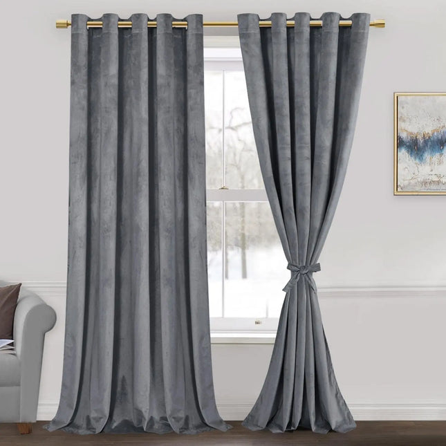 byetee Velvet Room Darkening Curtains - 400cm Height, 70-90% Blackout