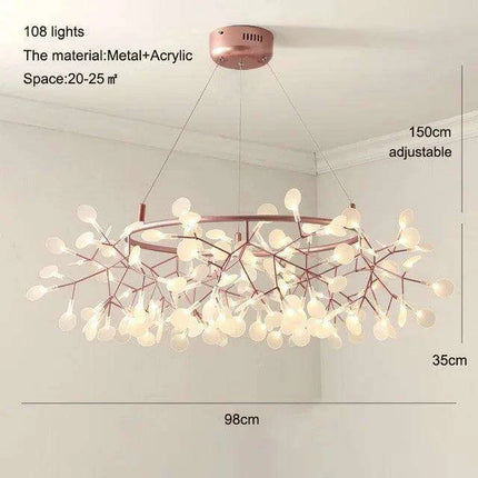 Nordic Firefly Chandelier: Customizable Rose Gold & Black Lighting Masterpiece