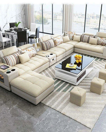 Innovative Bluetooth U-Shaped Convertible Sofa Bed with Integrated Sound System - Customize Your Ideal Hue!