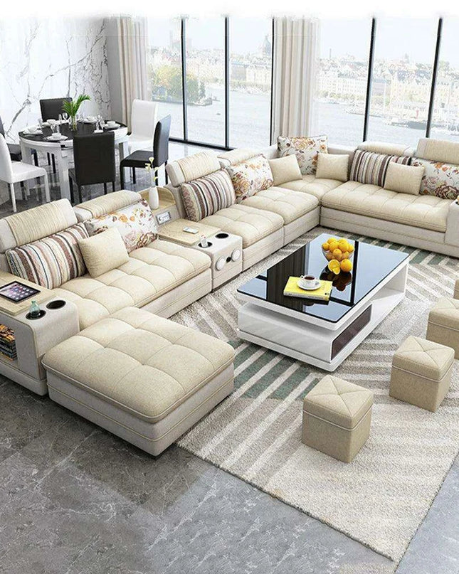 Innovative Bluetooth U-Shaped Convertible Sofa Bed with Integrated Sound System - Customize Your Ideal Hue!