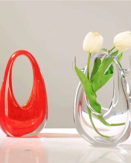 Stylish Bag-Inspired Glass Vase for Contemporary Home Decor and Plant Presentation