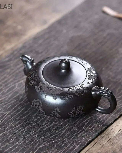 Handcrafted 200ml Authentic Zisha Black Mud Teapot - Premium Infuser for Discerning Tea Aficionados
