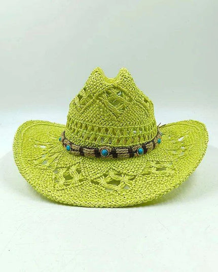 Handcrafted Unisex Denim Straw Cowboy Hat for Ultimate Summer Sun Protection