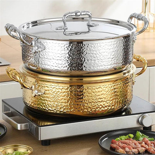 Premium Commercial Stainless Steel Double Flavor Hotpot with 3-Layer Clear Soup Pot