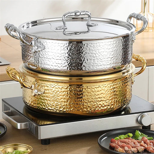 304 Stainless Steel 3-Layer Clear Soup Pot - Commercial Double Flavor Hotpot