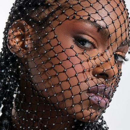 Shop1104549983 Shiny Rhinestone Balaclava Headcover - Elastic Fishnet