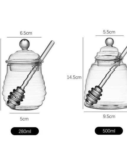 Elegant Clear Glass Honey Jar Collection with Dipper and Lid - Perfect for Any Occasion