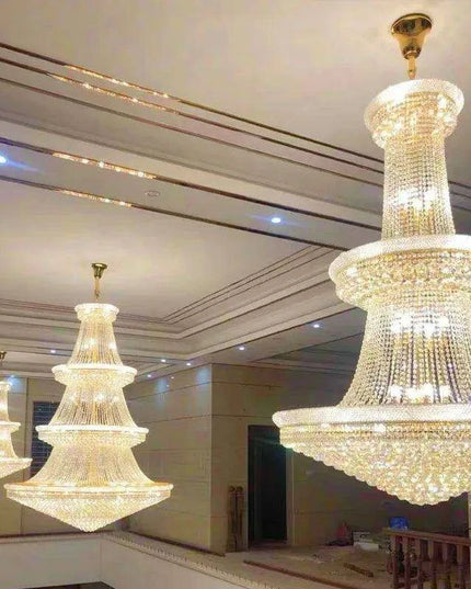Opulent Chrome Crystal Chandelier - Elegant Lighting Solution for Luxury Hotels, Villas, and High-End Interiors