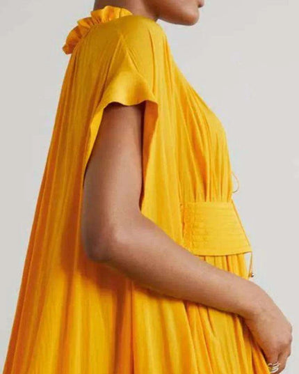 Pleated Lace-Up Evening Dress for Women