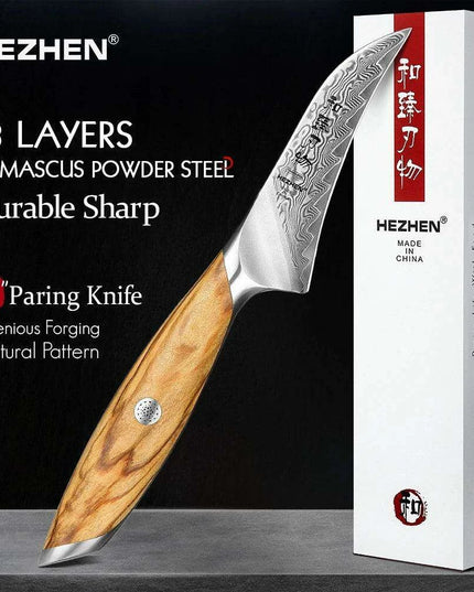 Luxury 73-Layer Damascus Steel Chef's Knife Set with Olive Wood Handles - Ideal for Gifting