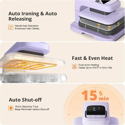 Auto Heat Press 2 Adjustable 15x15 Heats Fast Evenly for HTV Sublimati
