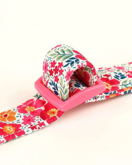 Floral Patterned Adjustable Dog Collar with Bowknot - Padded Nylon for All Breeds