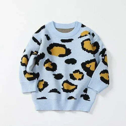 Wild Chic Leopard Print Sweater for Girls 24M to 6 Years - Trendy Cozy Pullover for Fall/Winter