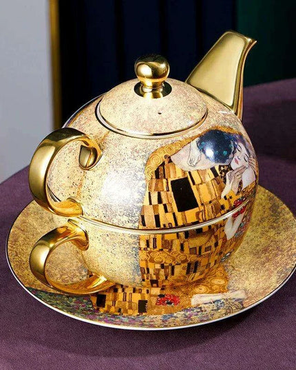 Regal Elegance: European Aristocracy Inspired Fine Bone China Tea Set with Exquisite Lady's Portrait