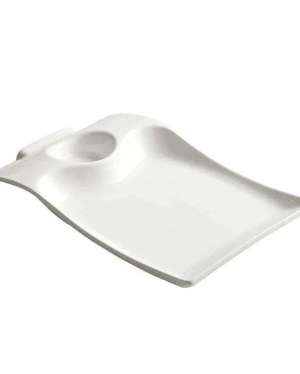Sophisticated Duck-Embellished Ceramic Platter and Dipping Bowl Set for Stylish Entertaining