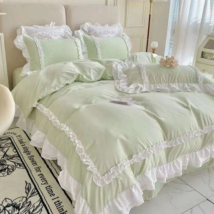 Kawaii Ruffle Lace Korean Princess Duvet Set