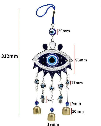 Turkish Blue Glass Evil Eye Wind Chime - Handmade Protective Home Decor