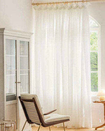 Luxe Sheer White Drapes for Home and Yoga Studios - Exquisite Linen Tulle Voile Organza Curtains