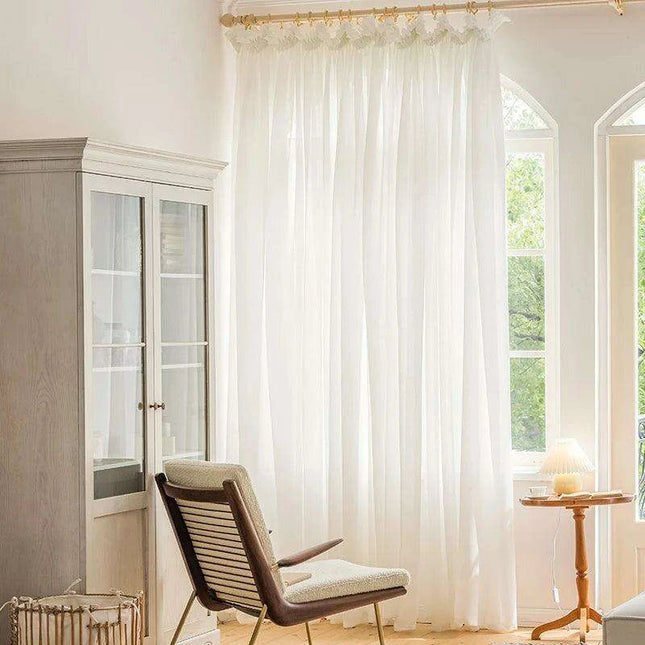 Luxe Sheer White Drapes for Home and Yoga Studios - Exquisite Linen Tulle Voile Organza Curtains