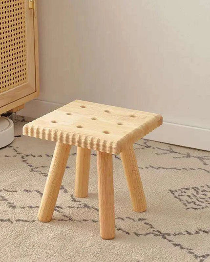 Stylish Solid Wood Children's Cookie Bench - Versatile Low Stool for Home and Play Areas