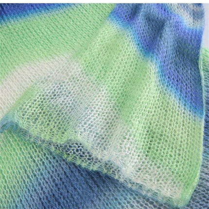 Chic Striped Bell Sleeve Dress with Back Cutout - Sophisticated Women's Fashion by JakotoNew