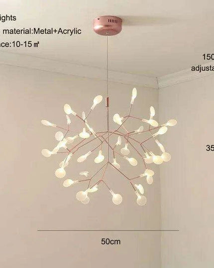 Nordic Firefly Chandelier: Customizable Rose Gold & Black Lighting Masterpiece