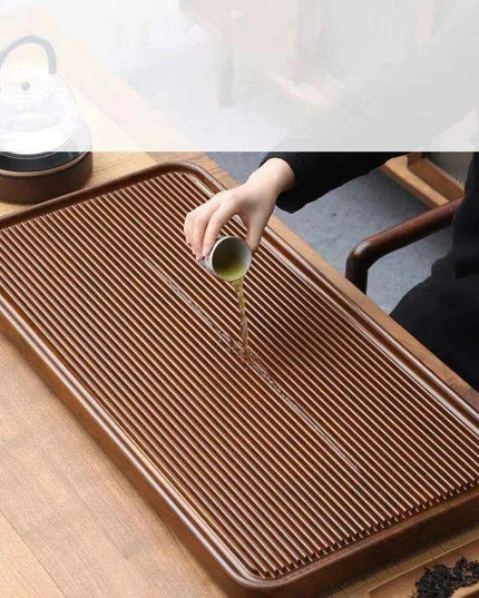 Elegant Bamboo Tea Tray with Drainage for Traditional Kung Fu Ceremony