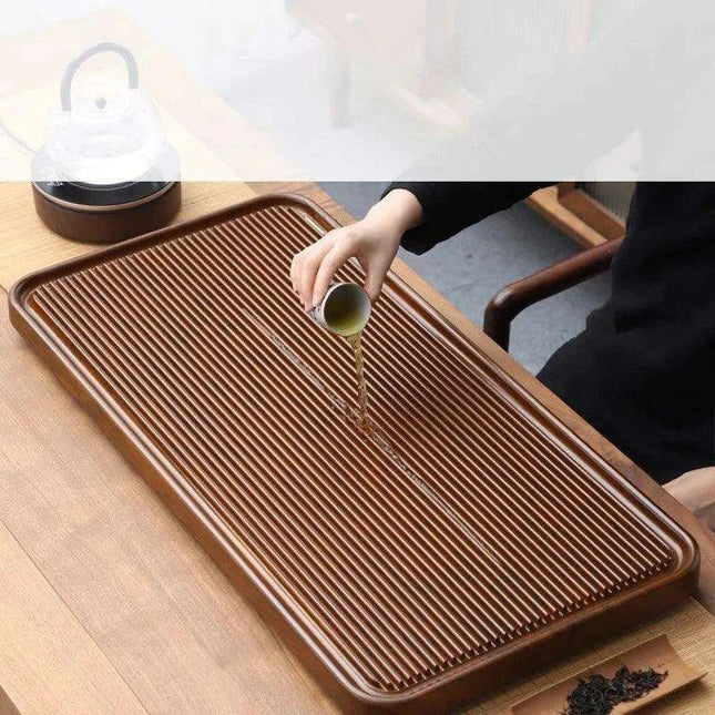 Elegant Bamboo Tea Tray with Drainage for Traditional Kung Fu Ceremony