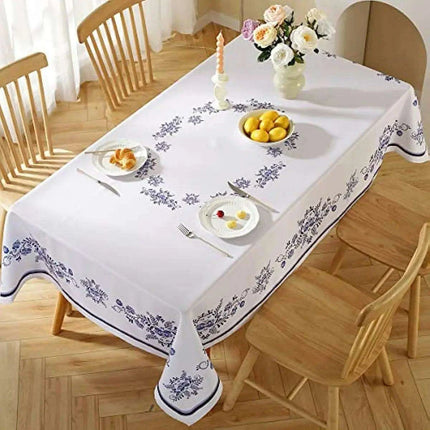 Elegant Spring-Inspired Blue and White Porcelain Rectangular Tablecloth for Memorable Celebrations