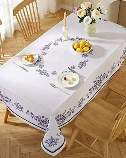 Elegant Spring-Inspired Blue and White Porcelain Rectangular Tablecloth for Memorable Celebrations