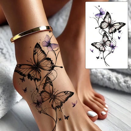 1Pc Fashionable Cool Temporary Tattoo Sticker, Colorful Couple Fake Tattoo, One-Time Use Butterfly Design 1pc-fashionable-cool-temporary-tattoo-sticker-colorful-couple-fake-tattoo-one-time-use-butterfly-design