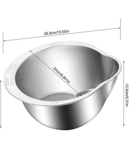 Extra-Large Stainless Steel Colander with Innovative Slanted Design for Effortless Washing