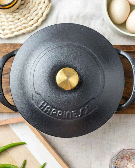 Versatile 21cm Enamel-Coated Cast Iron Stew Pot for Low-Pressure Cooking